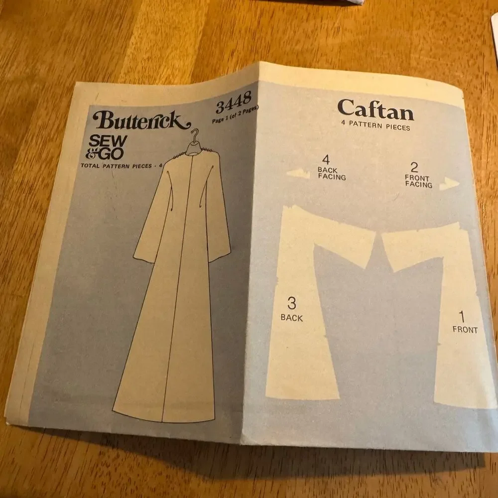 Vintage 1970s Butterick The Nighttime Caftan Size Medium Pattern 3448 Cut